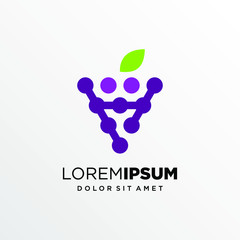 Initial Letter H with Grapes fruit