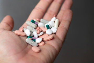 Medicine, hand with pills