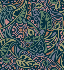 Seamless tribal floral pattern