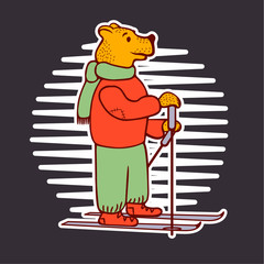  Bear Skiing Doodle