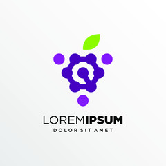Initial Letter Q with Grapes fruit