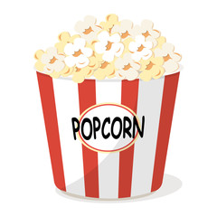 Classic popcorn bucket. Red-and-white striped popcorn bucket