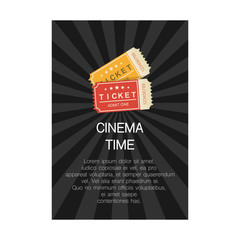 Cinema time. Cartoon poster vector mockup.