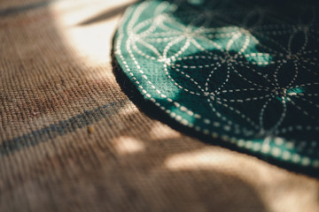 The carpet has a reflection in the afternoon sun