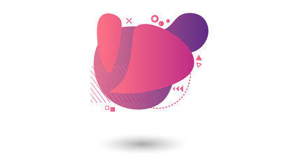 Purple, pink, blue geometric abstract element. Dynamical modern colored forms and lines. Template for design of logo, flyer, presentation, vector illustration. Elegant sale and discount promo concept.