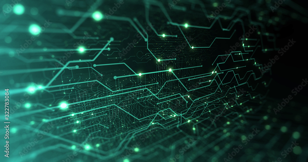 Aufkleber abstract digital city. digital circuit board, motherboard, digital chip. digitalization of informati