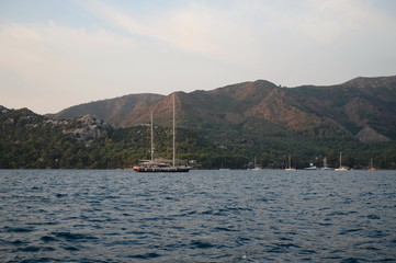 Turkish Gulet ship in the Harbor of Marmaris