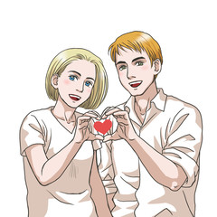 A couple making a heart sign