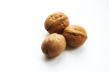 walnut on a light background. proper nutrition, nut in the shell.