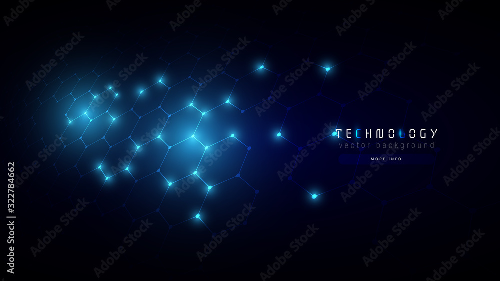 Canvas Prints dark blue abstract hexagon technology background,futuristic hexagon tech background,cyberspace techn
