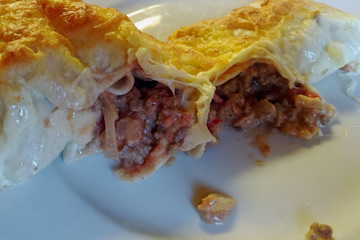 Crispy Enchilada with juicy spicy filling.