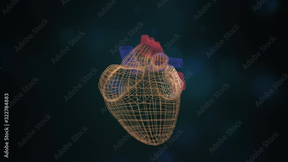 Poster digital heart icon in lettice style floating over digital background.