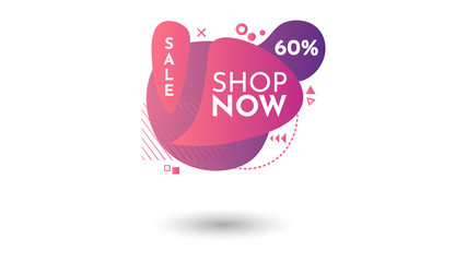 Purple, pink, geometric abstract element background. Dynamical colored forms and lines. Template for design of logo, flyer, presentation, vector illustration. Elegant sale and discount promo concept