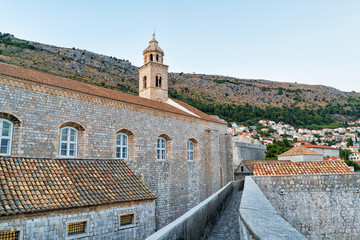 Fototapeta na wymiar Dominican monastery belfry in Old city with in Dubrovnik