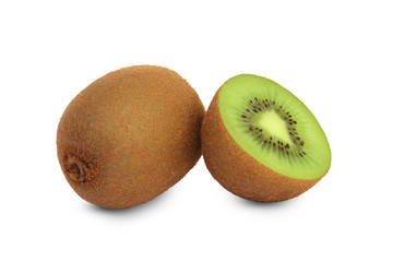 Slice of kiwi fruit isolated on white background, With clipping path