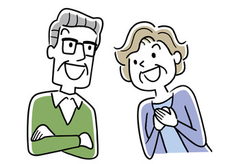 Illustration material: Senior couple, smile, look