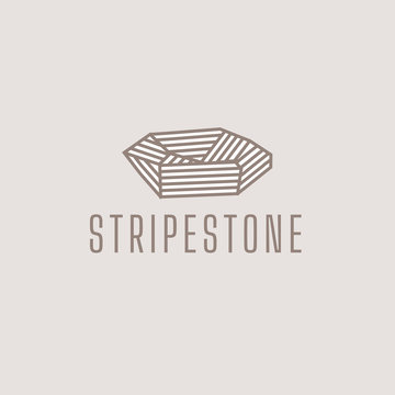 Striped stone logo in line style with sample text