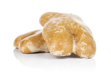 Group of two whole sweet brown gingerbread isolated on white background