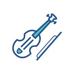 violin icon design, flat style icon collection
