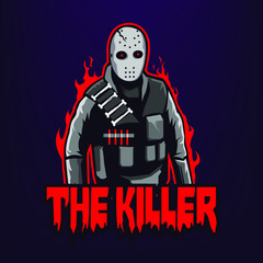The killer mascot logo design, gaming logo for team_vector eps10
