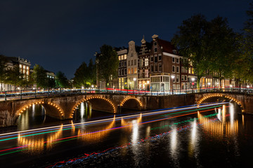 Prinsesgracht in Amsterdam at night