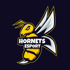 hornets esport logo design, mascot logo for team_vector eps10