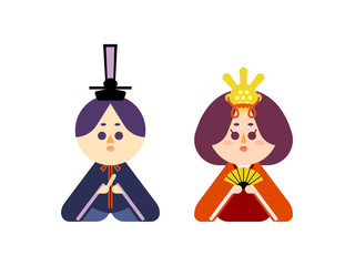 雛人形の男雛と女雛の切り抜きやすいイラストセット