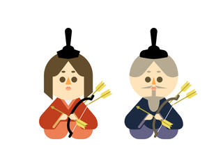 雛人形の随臣の切り抜きやすいイラストセット