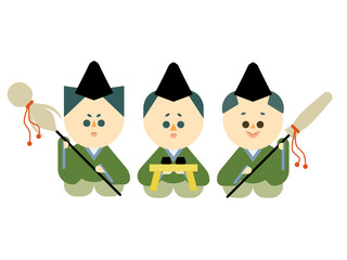 雛人形の仕丁の切り抜きやすいイラストセット