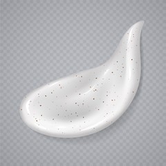 White cream or scrub smear isolated on a transparent background. Realistic cosmetic beauty skincare product sample. Moisturizing lotion. Vector illustration.