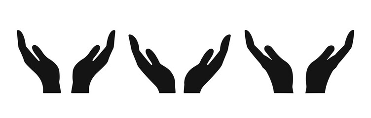 Obraz premium Vector protecting hands icon. Cupped hands