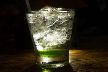 glass of mojito with ice