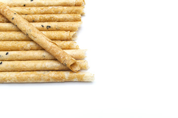 Tong Muan (crispy egg roll mix with sesame), Thai dessert Roll wafer, A traditional dessert in...