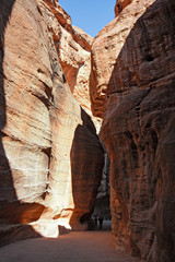 The gorge leading to the visit of the archaeological site of Petra in Jordan.