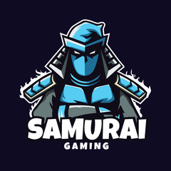 blue samurai gaming mascot logo design, logo esport for team_vector eps10