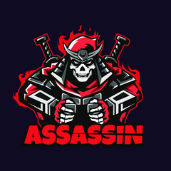 skull assassin esport logo, gaming logo for team_vector eps10
