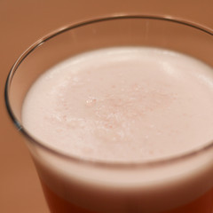 Foamy cocktail up close