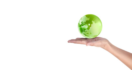 Globe ,earth in human hand. Earth image provided by Nasa