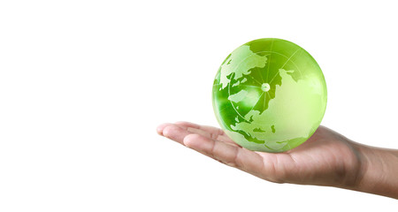 Globe ,earth in human hand. Earth image provided by Nasa