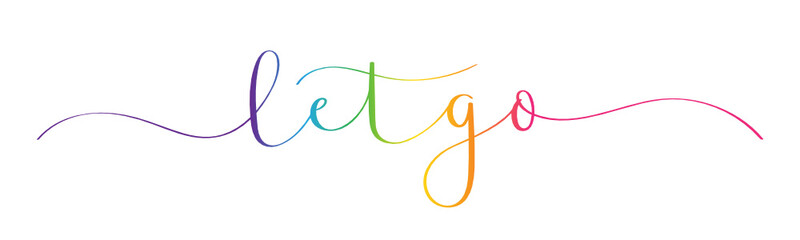 Fototapeta na wymiar LET GO rainbow-colored vector brush calligraphy banner with swashes