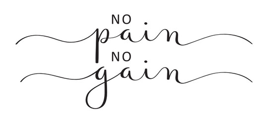 NO PAIN, NO GAIN. vector brush calligraphy banner with swashes