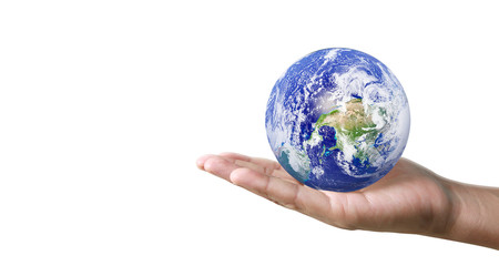 Globe ,earth in human hand. Earth image provided by Nasa