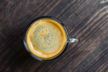 Bulletproof coffee blended with organic butter keto diet coffee. ketogenic drink breakfast. Flat lay, space.