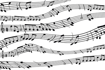 Twisted musical notes template. Illustration.