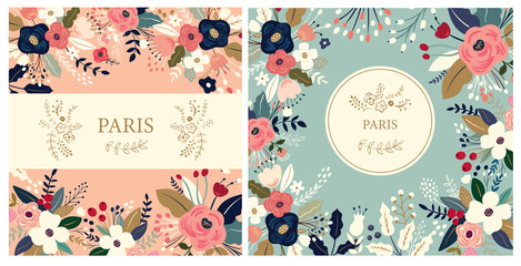 Beautiful collection of floral patterns. Holiday flower patterns for cards, invitations, package design