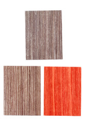 Samples of veneer wood on white background. Material for interior architecture and construction or furniture finishing design concept.
