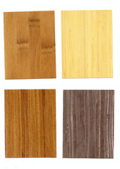 Samples of veneer wood on white background. Material for interior architecture and construction or furniture finishing design concept.