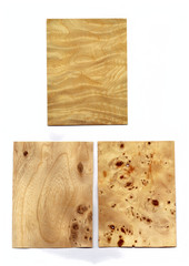 Samples of veneer wood on white background. Material for interior architecture and construction or furniture finishing design concept.
