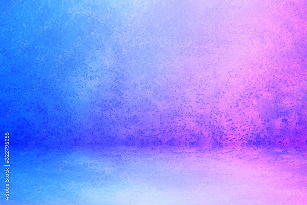 Aufkleber blue pink empty background wall room studio for backdrop ,a lot of space for text composition art im
