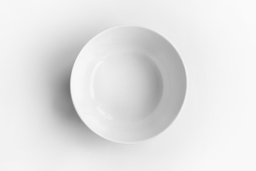 White bowl on white background. Top view - Powered by Adobe